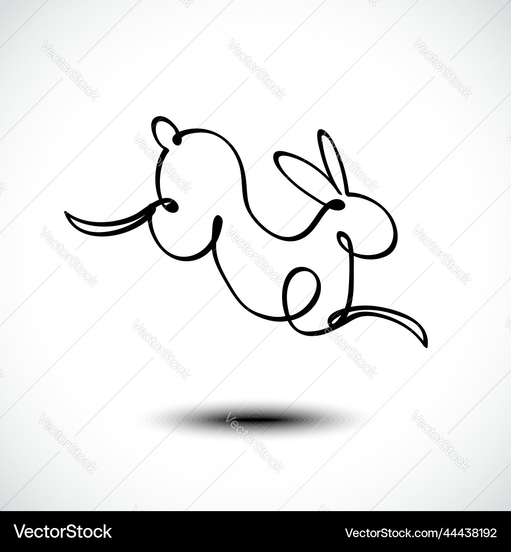 Year of the rabbit zodiac handdrawn bunny contour Year of the rabbit zodiac handdrawn bunny contour vector image