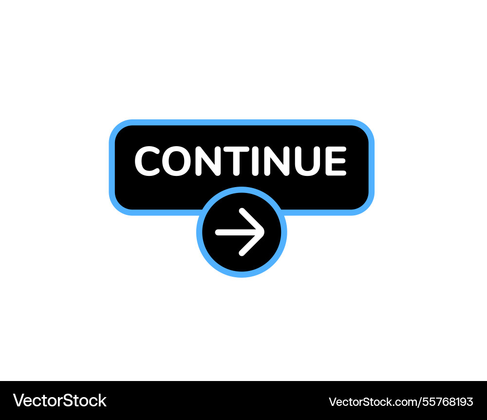 Circular continue button icon with arrow vector image