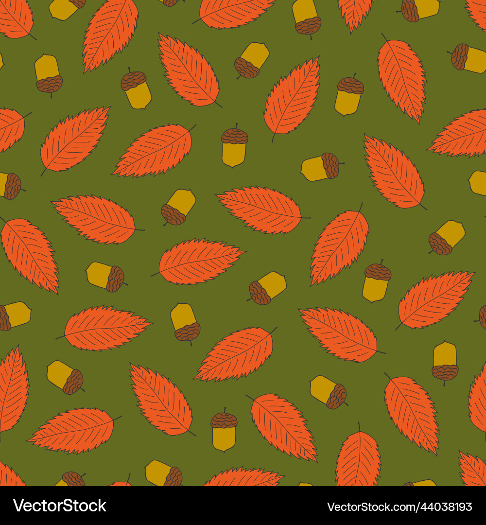 Colorful seamless autumn pattern hand drawn Colorful seamless autumn pattern hand drawn vector image