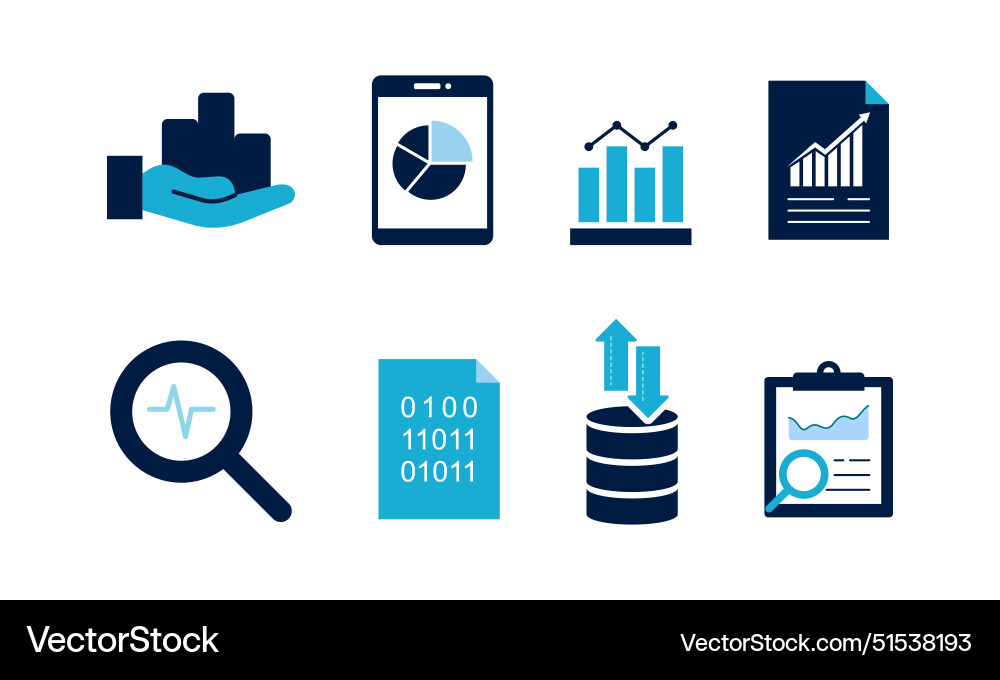Data analytics icon set big analysis Vector Image