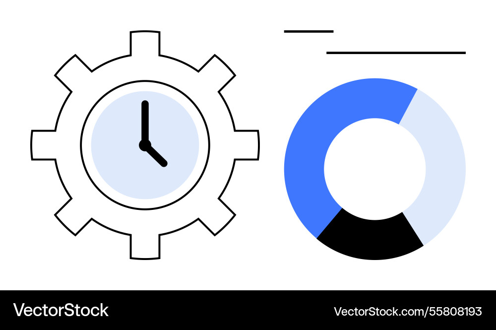 Gear with clock and circular chart representing Gear with clock and circular chart representing vector image