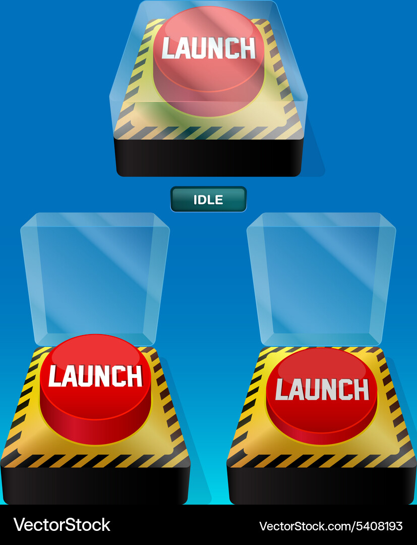 Launch button 3 different states Vector Image