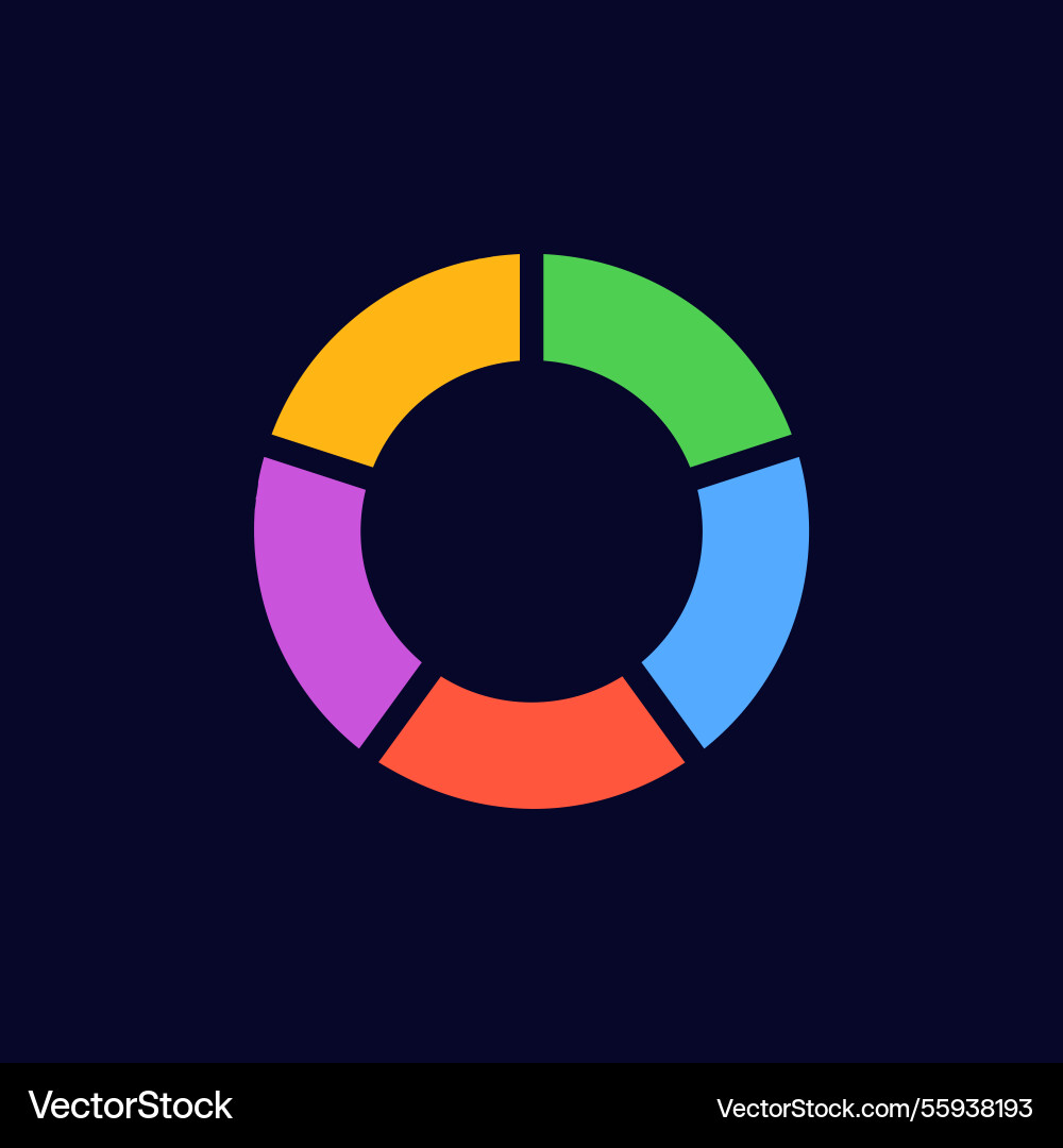 Multicolored circle diagram with five equal Vector Image