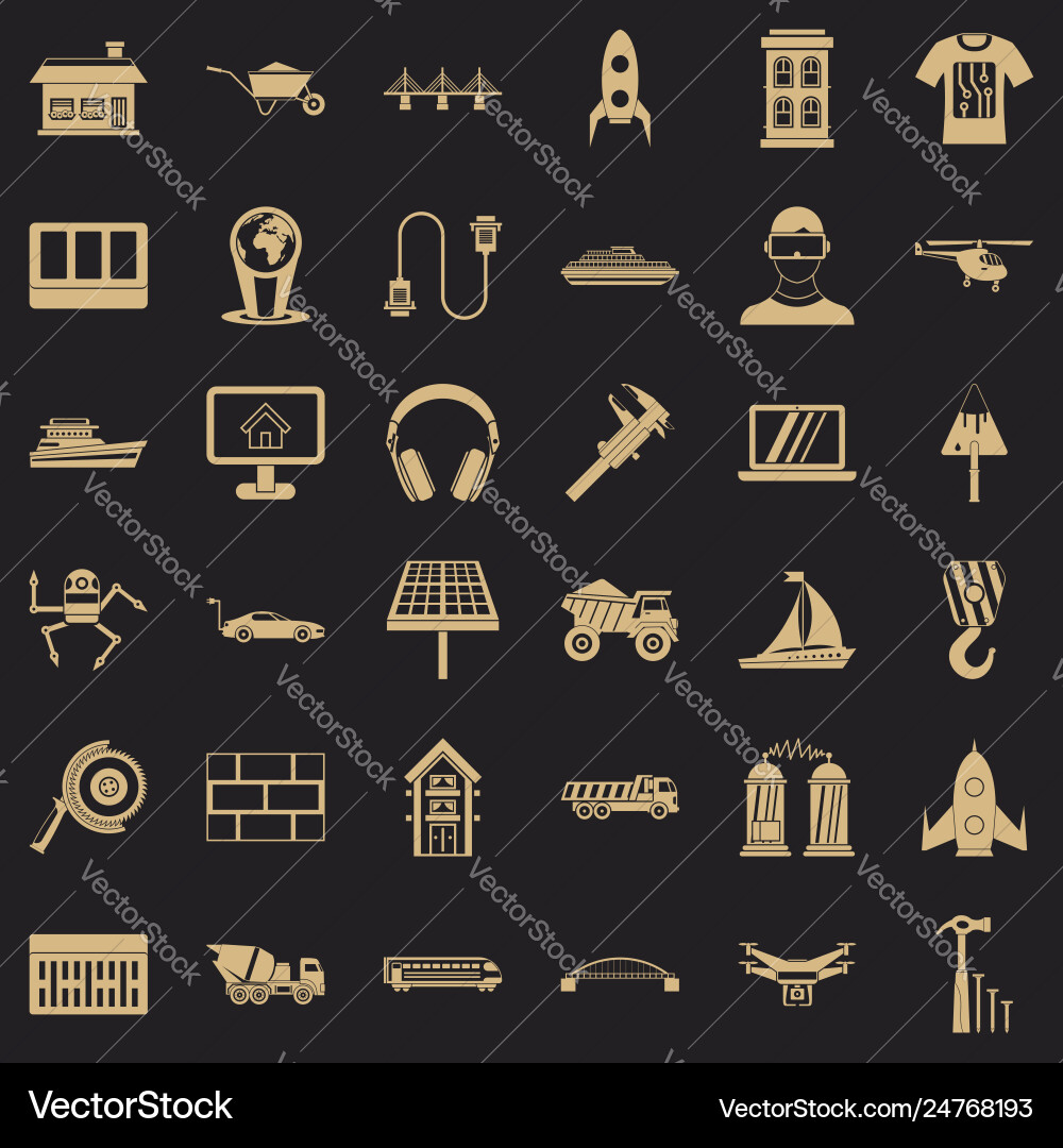 Useful engineering icons set simple style Useful engineering icons set simple style vector image