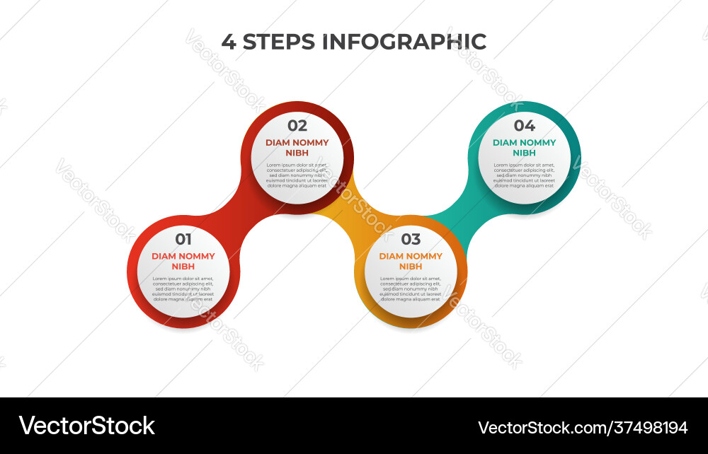 4 points steps connected circle list diagram 4 points steps connected circle list diagram vector image