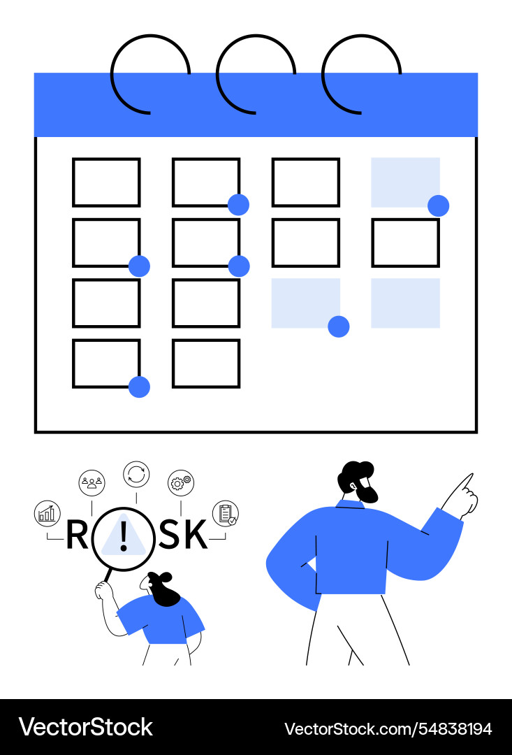 Calendar with highlighted dates and a person Calendar with highlighted dates and a person vector image