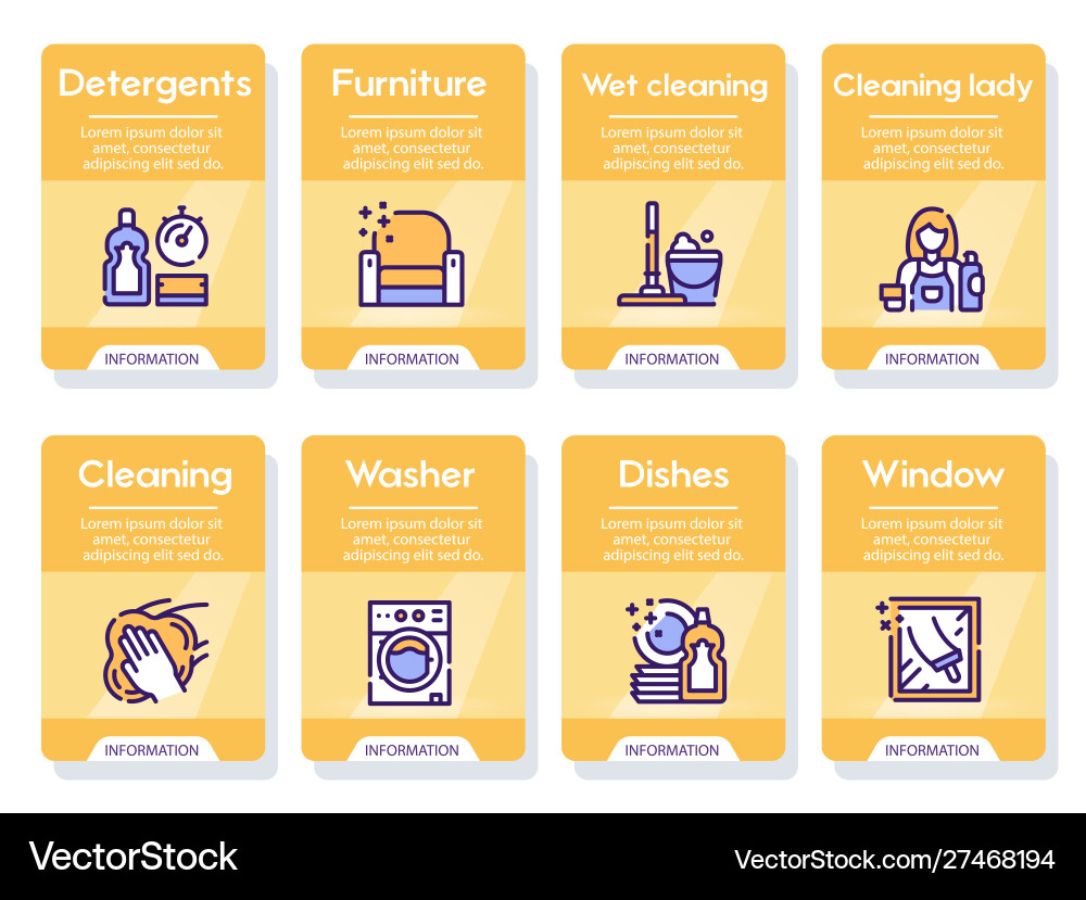 Cleaning service linear icons set Cleaning service linear icons set vector image