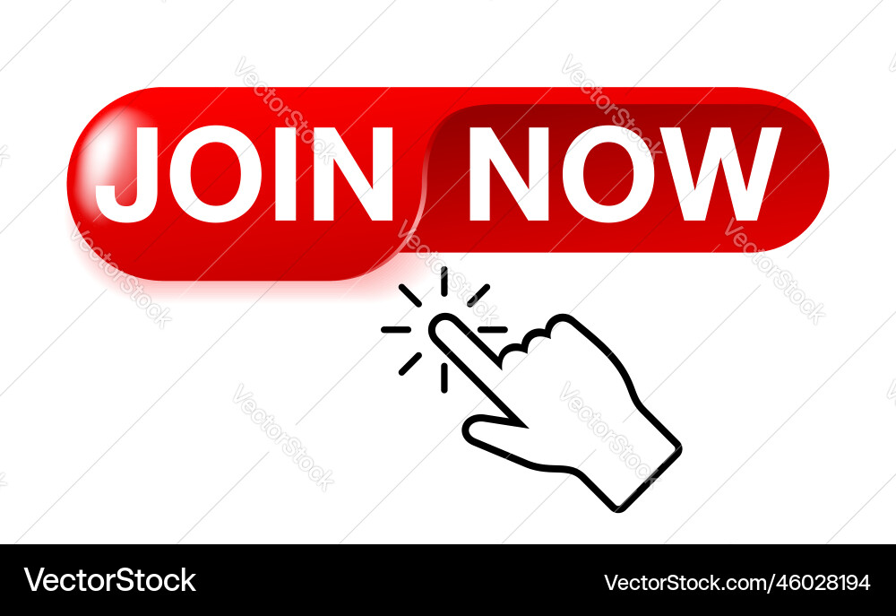 Join now button - rounded active element Join now button - rounded active element vector image