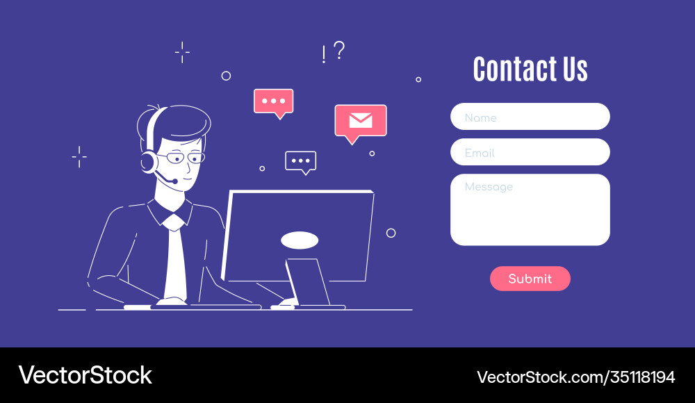 Kontaktieren Sie uns Web-Seiten-Design-Template im flachen Stil Kontaktieren Sie uns Web-Seiten-Design-Template im flachen Stil vektorbild