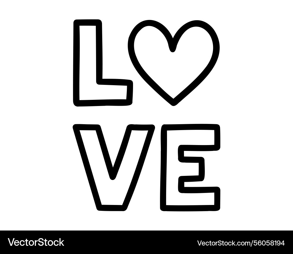 Love bold large inscription word doodle hand Love bold large inscription word doodle hand vector image