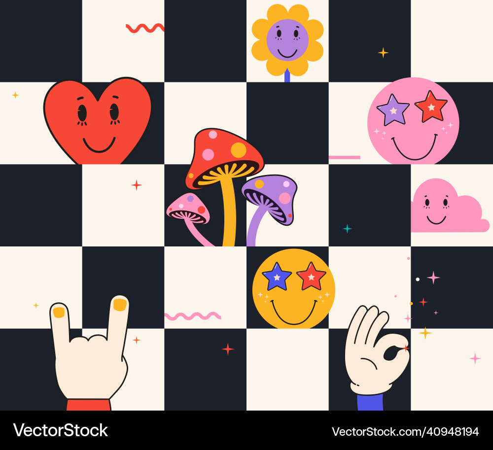 Psychedelic Square Pattern Vector Image