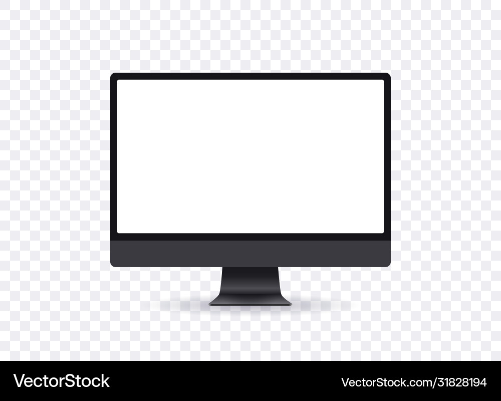 Realistic computer screen grey thin frame monitor vector image