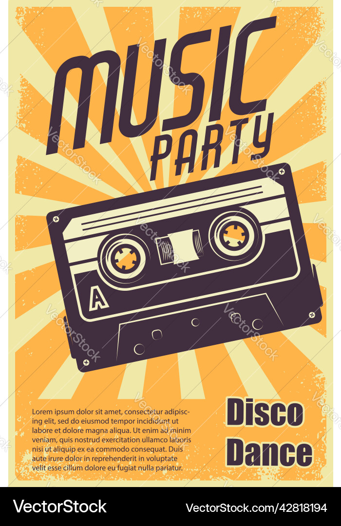 Retro party poster template with style vector image