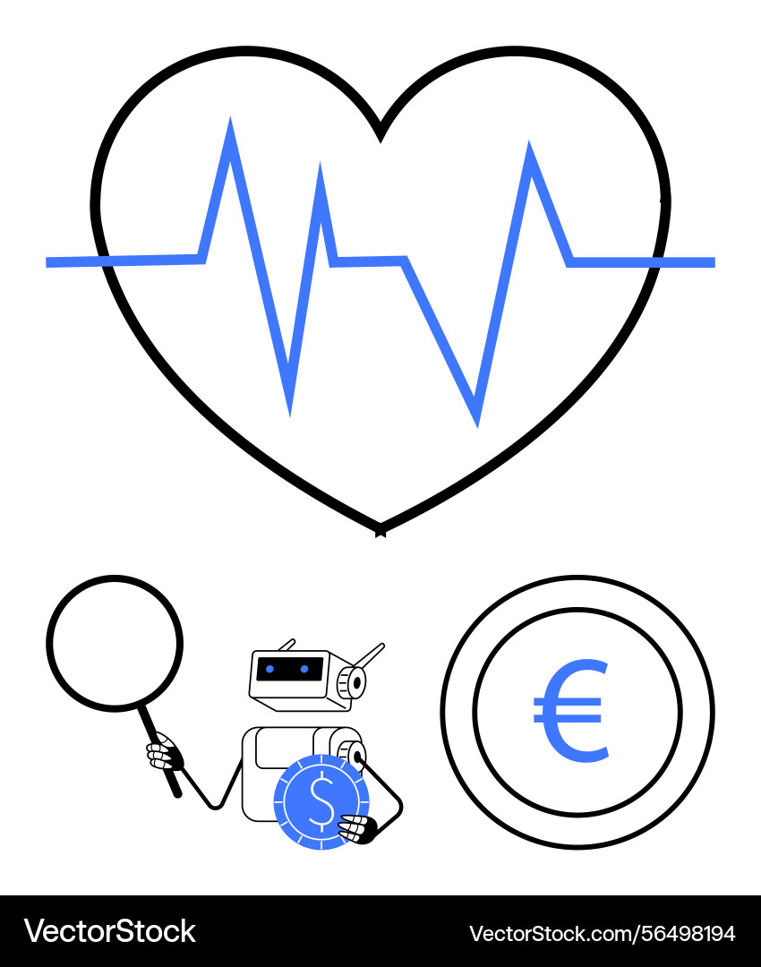 Robot analyzing financial and health data Robot analyzing financial and health data vector image