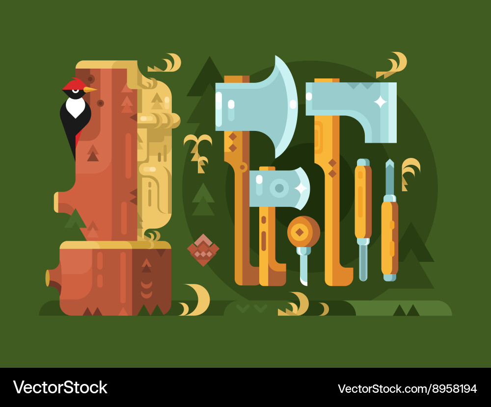 Tools for woodworking chisel ax Vector Image