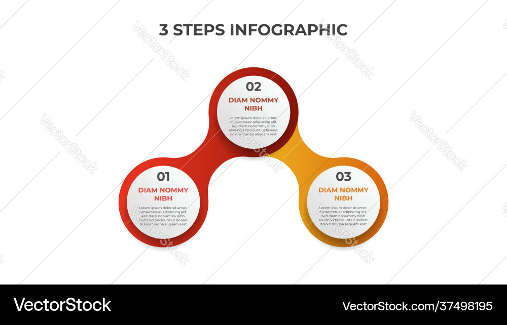 3 points steps connected circle list diagram 3 points steps connected circle list diagram Vector Image