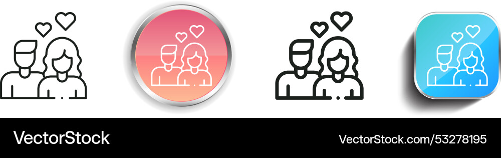 Couple icon thin linear regular and button style vector image