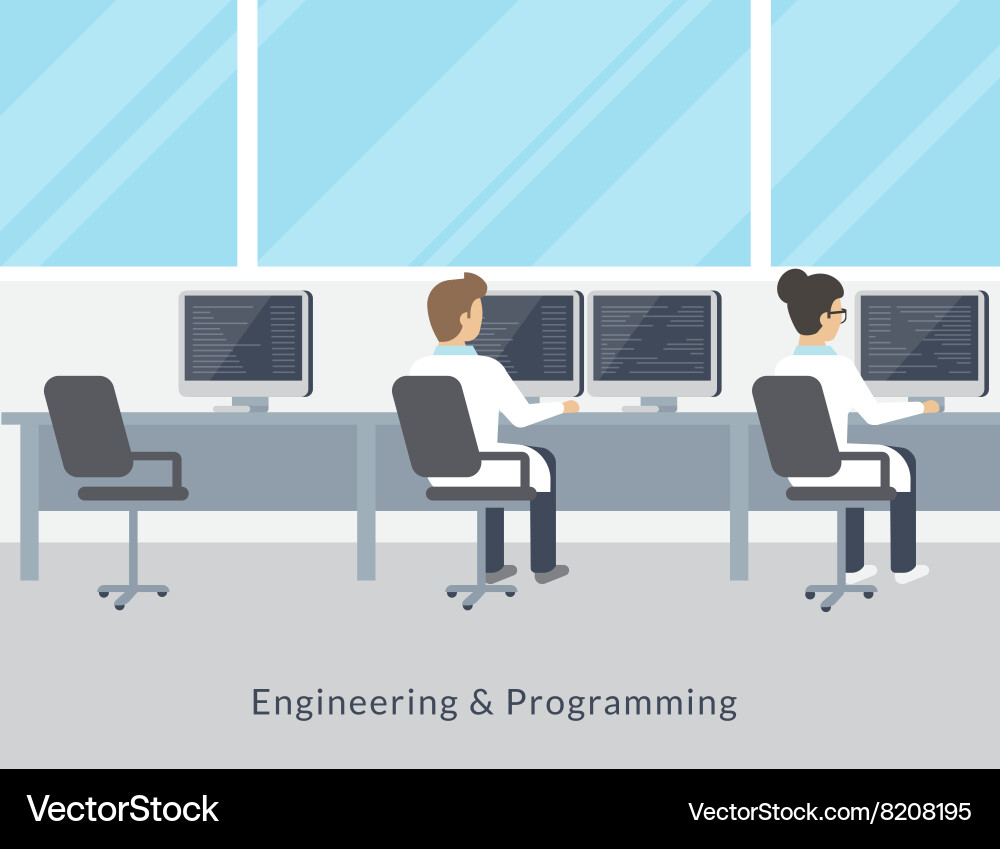 Engineering and programming working process Vector Image