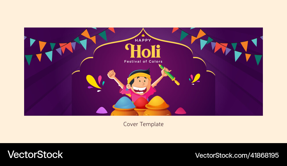 Happy holi cover page design vector image