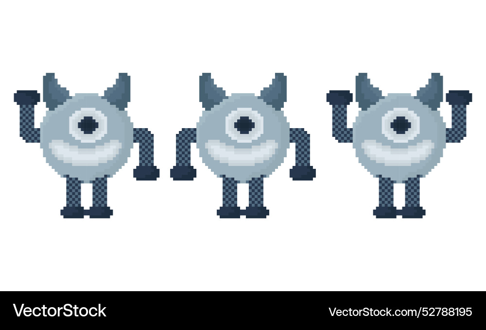 Pixel robot with 3 different styles Pixel robot with 3 different styles vector image