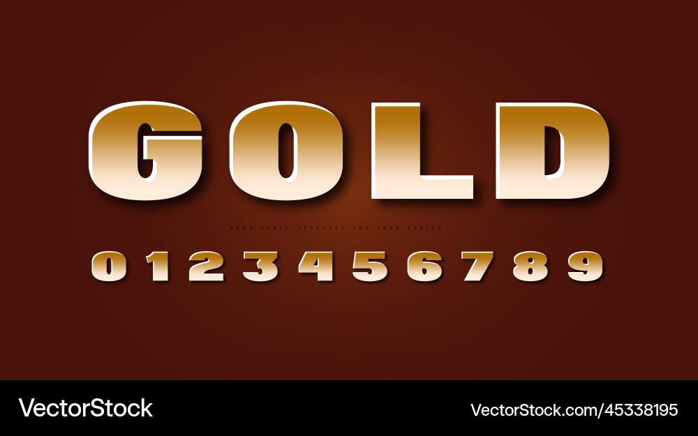 Wide golden colored bold sans serif numerals Wide golden colored bold sans serif numerals Vector Image