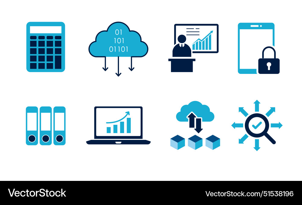 Data analytics icon set big analysis Vector Image