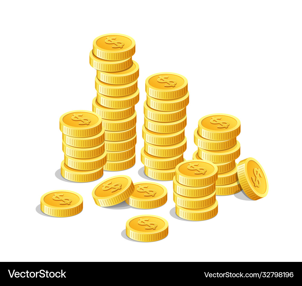 Gold coins money cash finance investment isolated Gold coins money cash finance investment isolated vector image