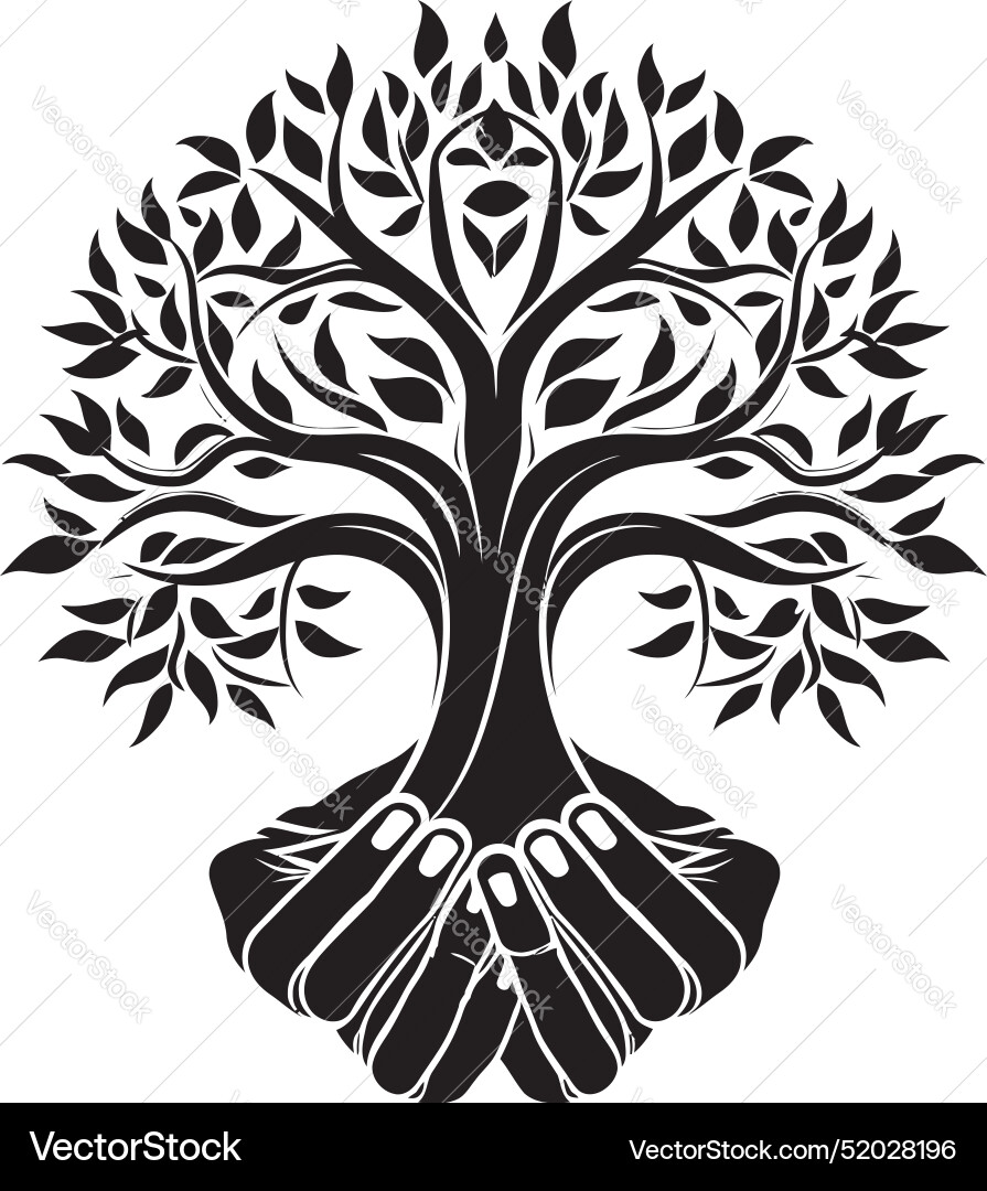 Greenery grip logo design flora feel black icon Greenery grip logo design flora feel black icon vector image