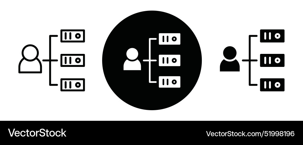 Shared hosting outline icon collection or set Shared hosting outline icon collection or set vector image