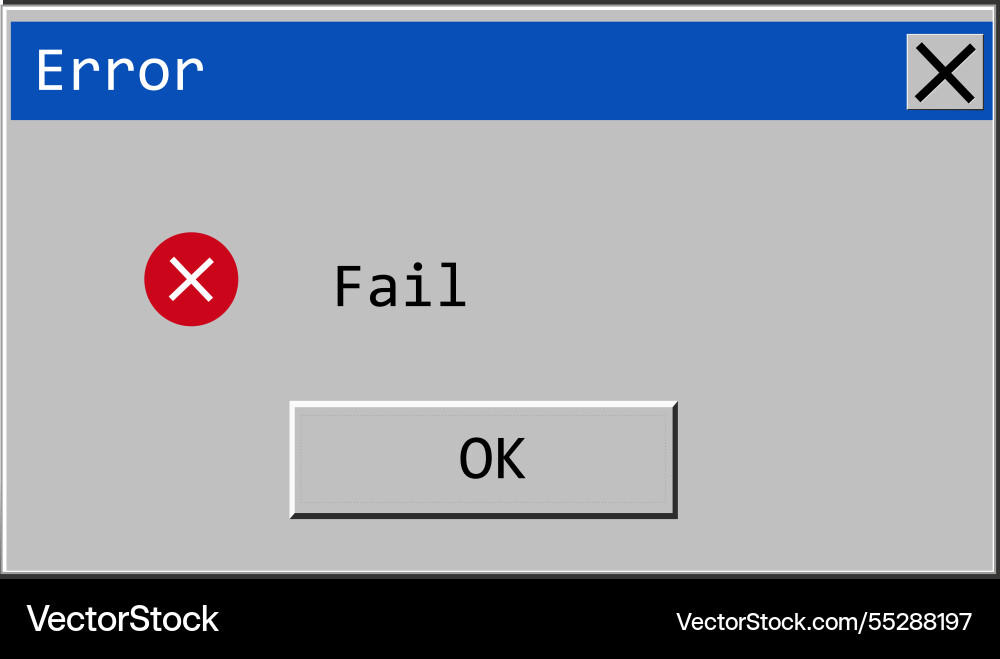 Classic window alert dialog box of system error vector image