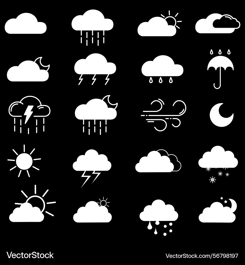 Clouds icons set of in different form vector image