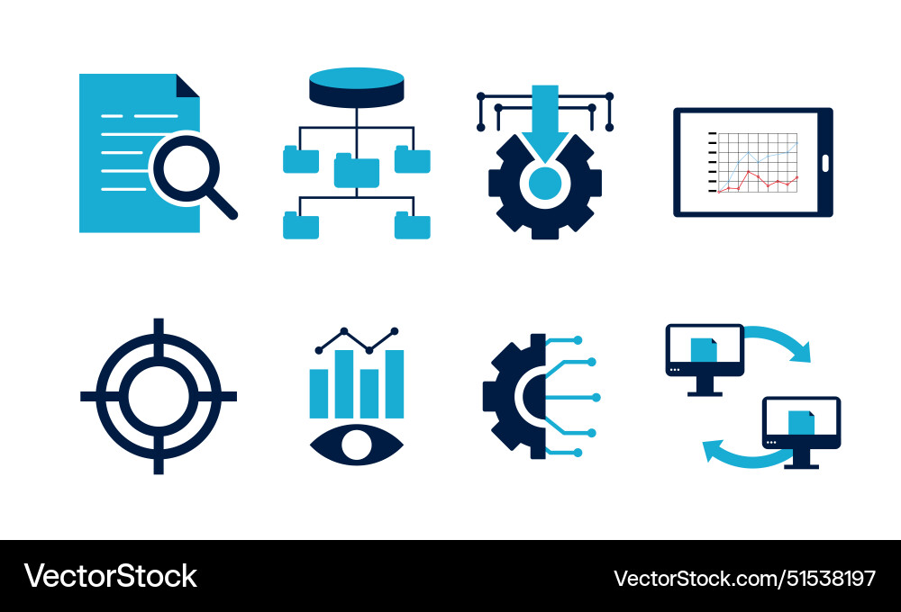 Data analytics icon set big analysis Vector Image