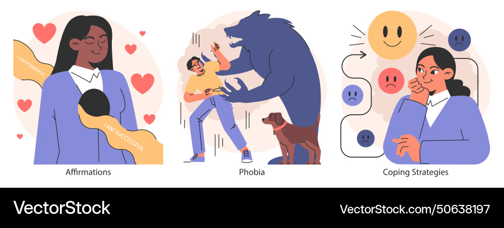 Overcoming fears set characters confronting Overcoming fears set characters confronting vector image