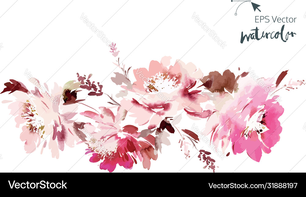 Watercolor card with flowers on a white background Watercolor card with flowers on a white background vector image
