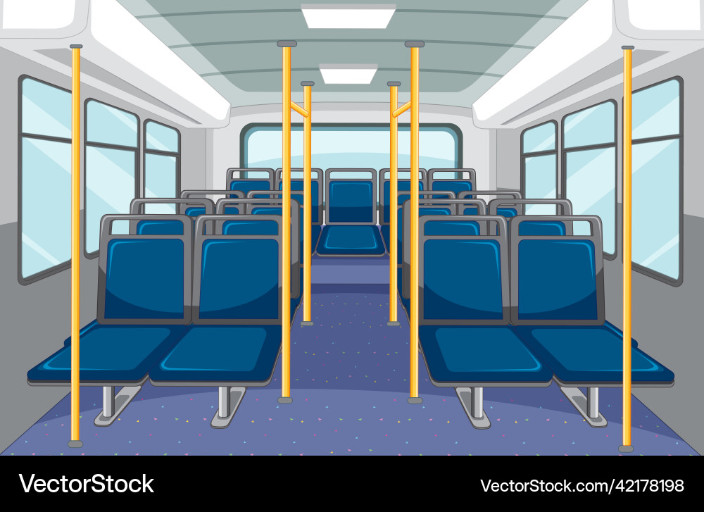 Bus interior with empty blue seats Bus interior with empty blue seats vector image