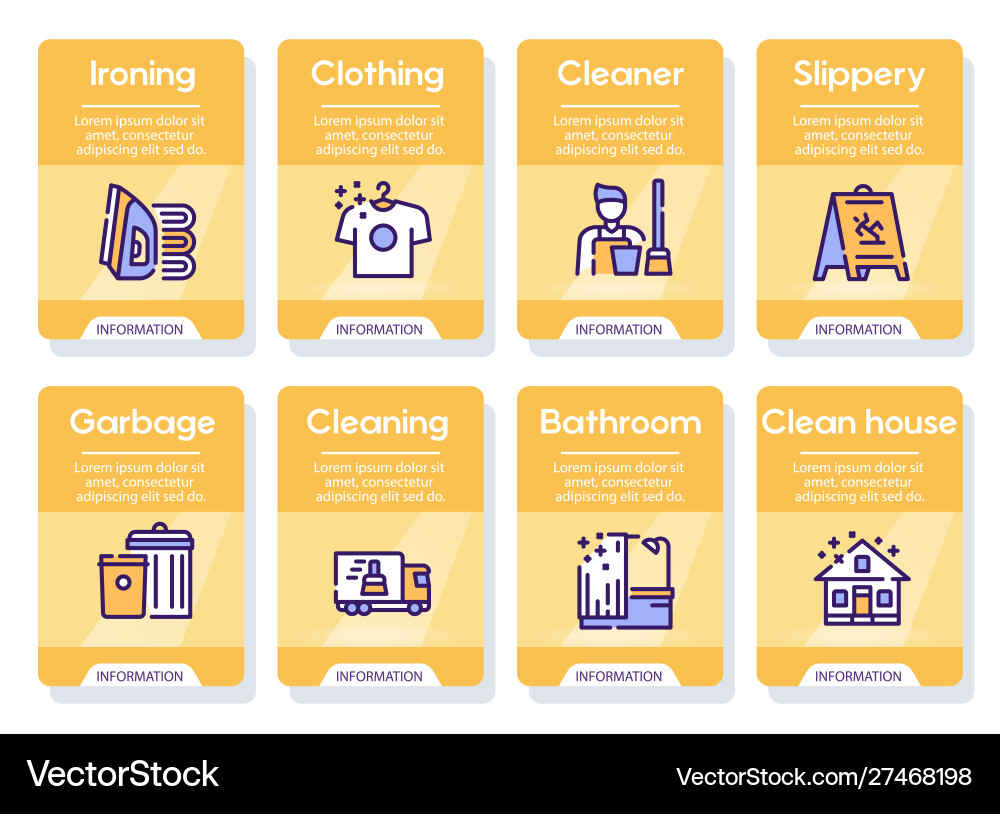 Cleaning service linear icons set Cleaning service linear icons set vector image