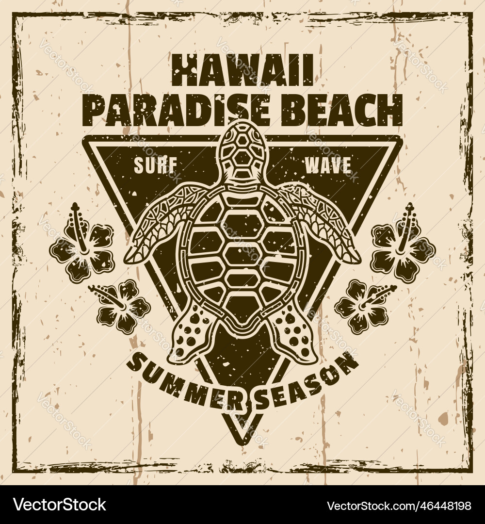 Hawaii paradise beach vintage emblem label Hawaii paradise beach vintage emblem label Vector Image