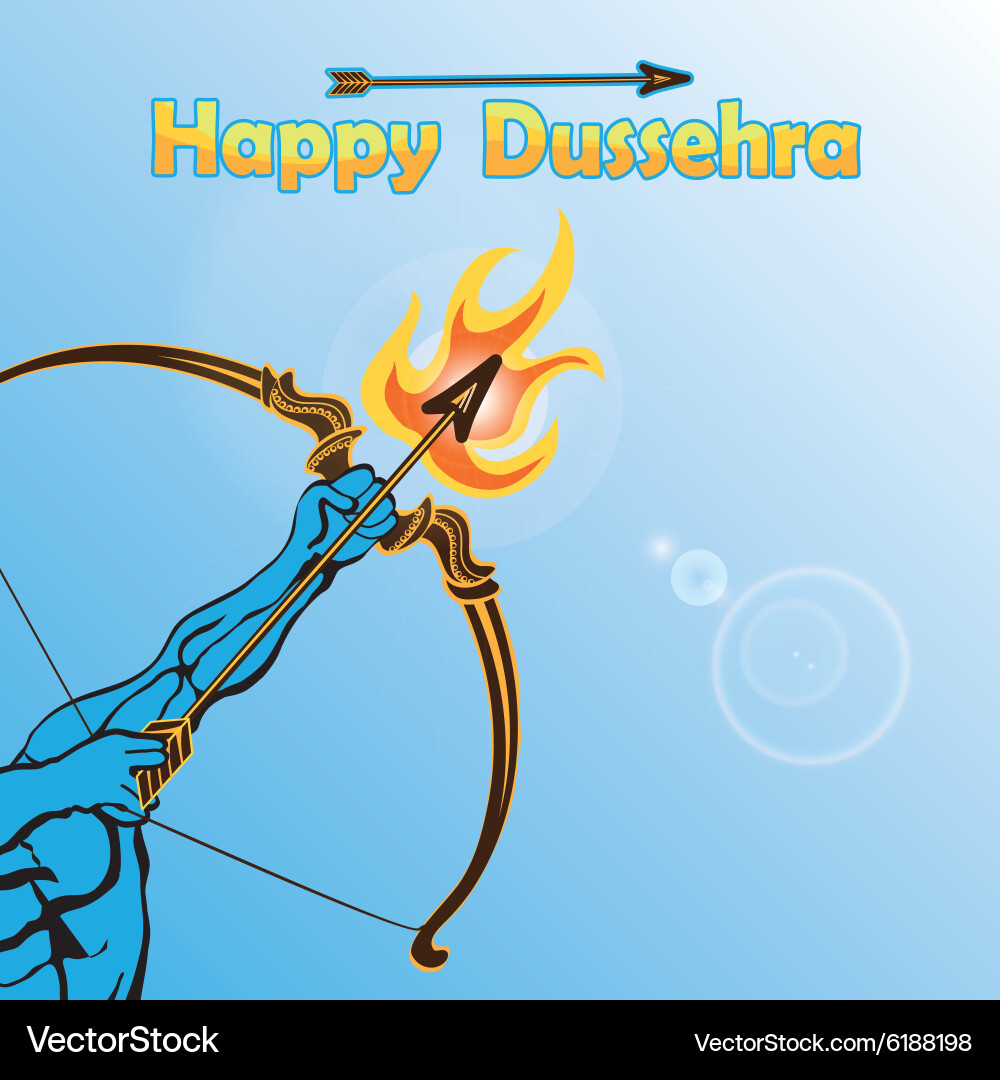 Lord Rama with Bow and Arrow - Happy Dussehra Vector Image