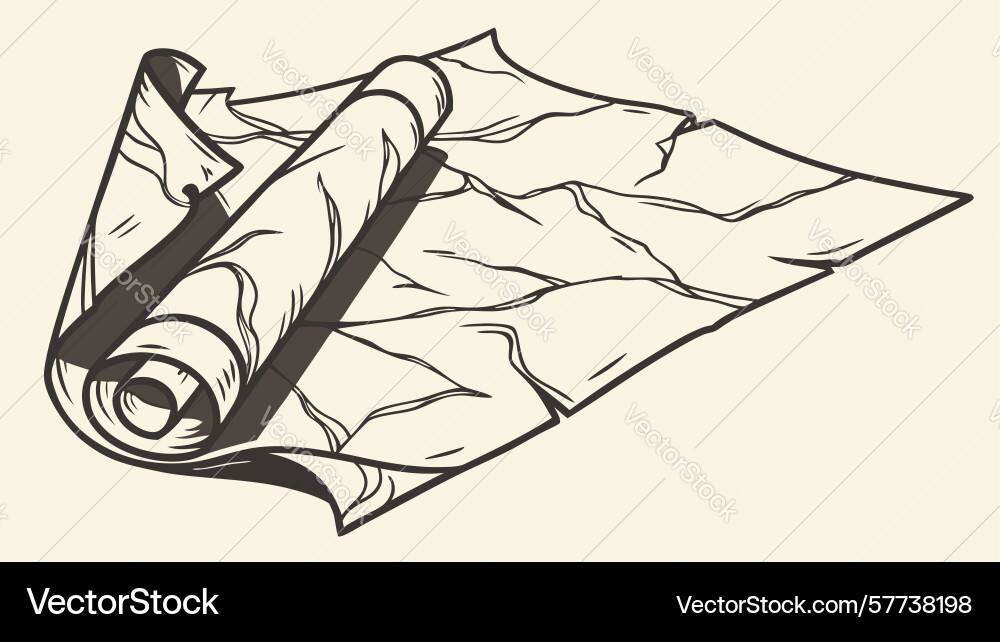 Rolled-up paper scroll antique design generative vector image
