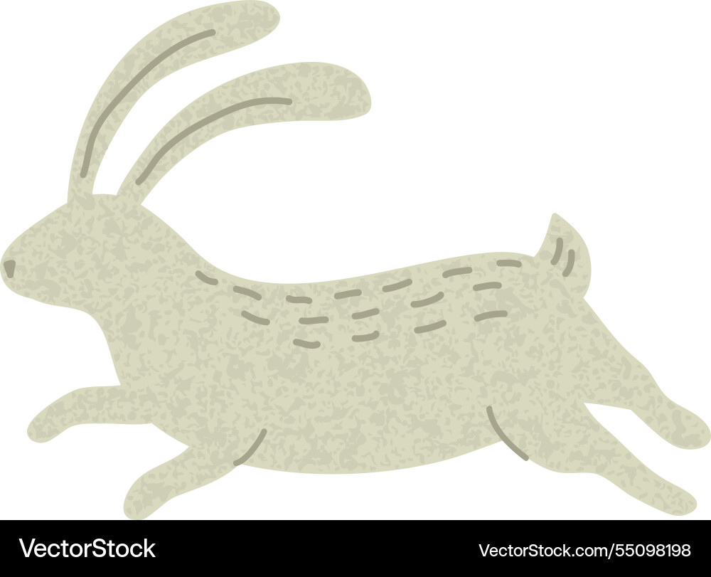 Running rabbit with grainy texture Running rabbit with grainy texture vector image