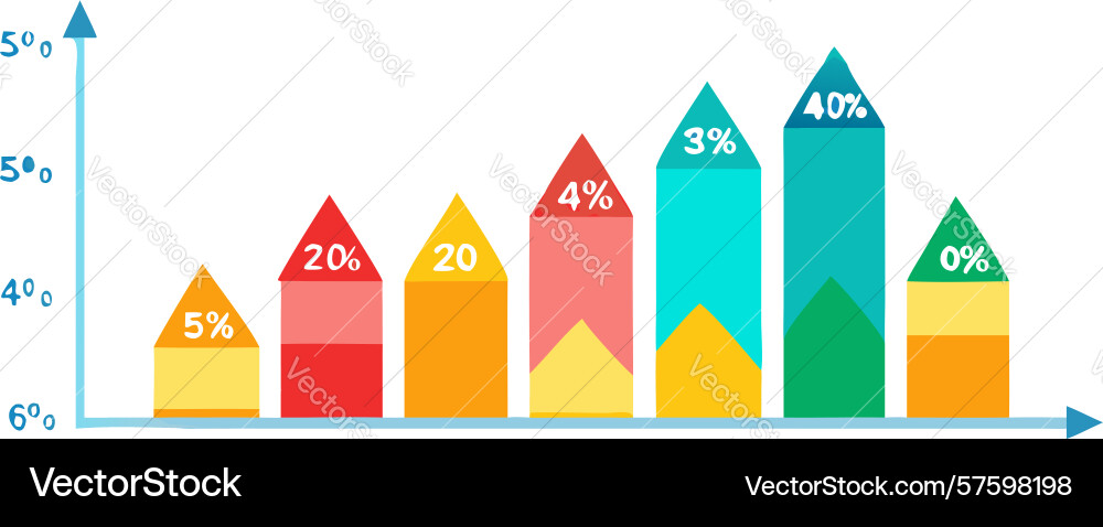 Segmented bar chart colorful data representation vector image