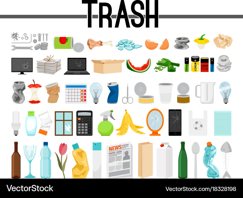 Trash and Garbage Icons Vector Image
