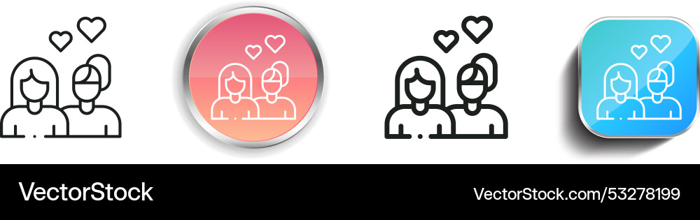 Couple icon thin linear regular and button style Vector Image