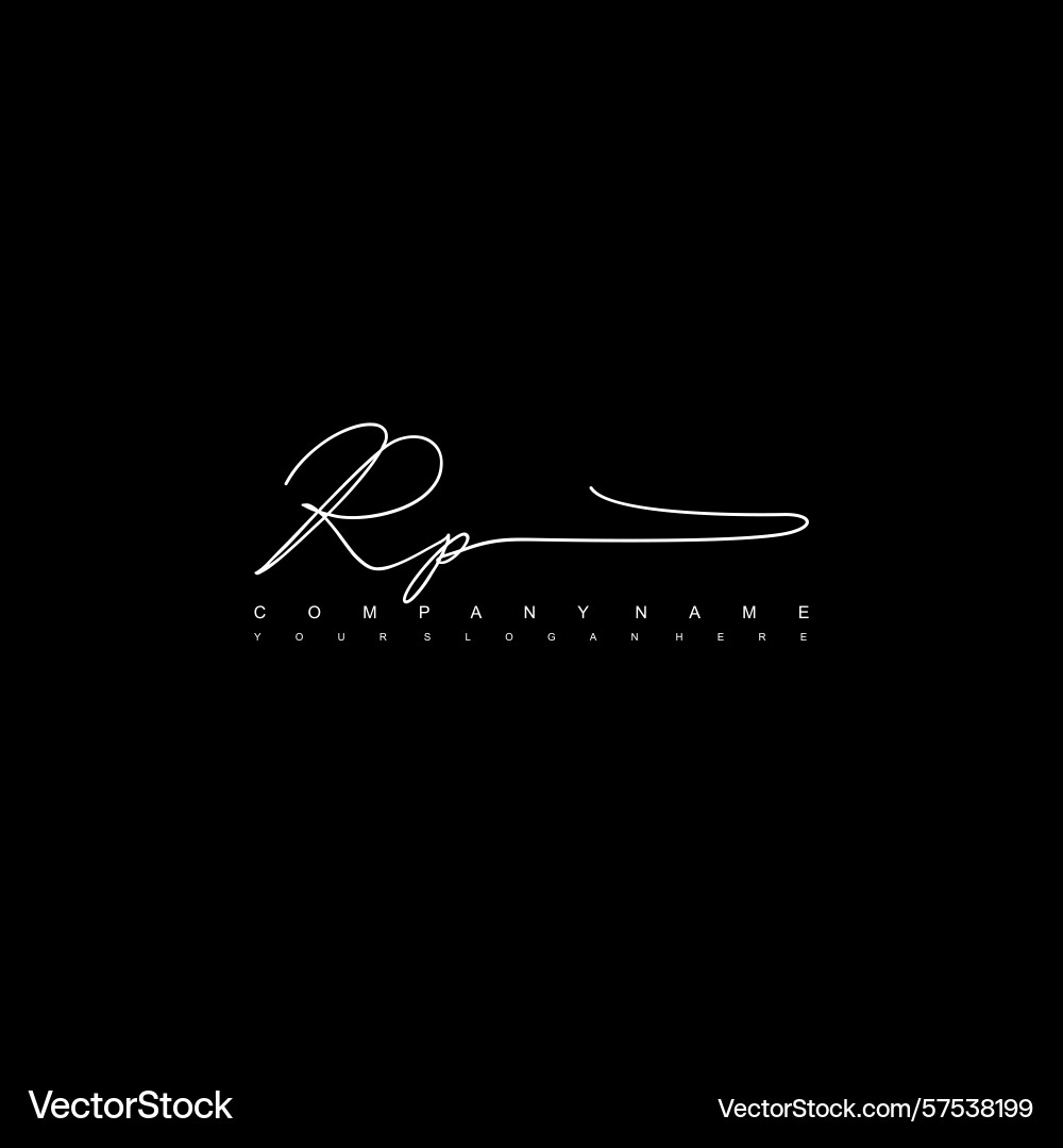 Minimal signature logo design with rp initials Minimal signature logo design with rp initials Vector Image