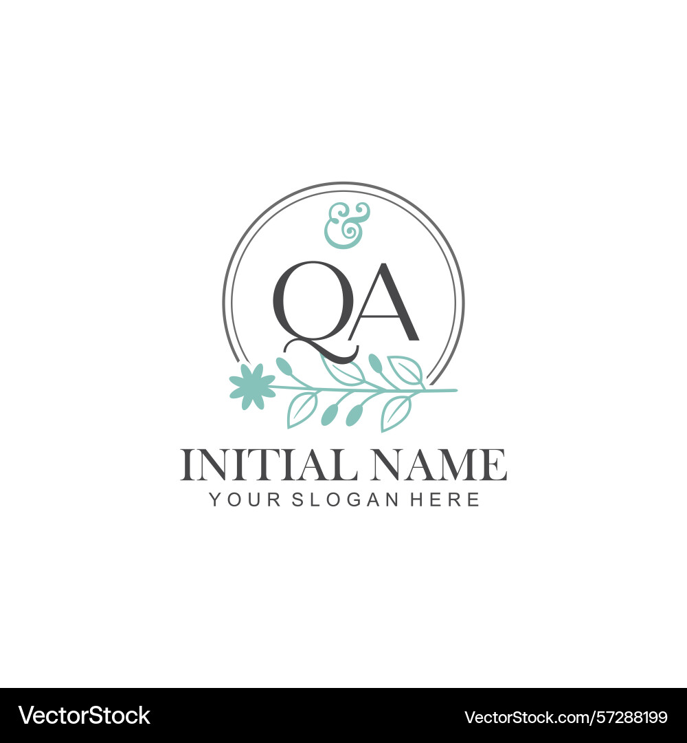 Qa initial logo templates with botanical elements Vector Image