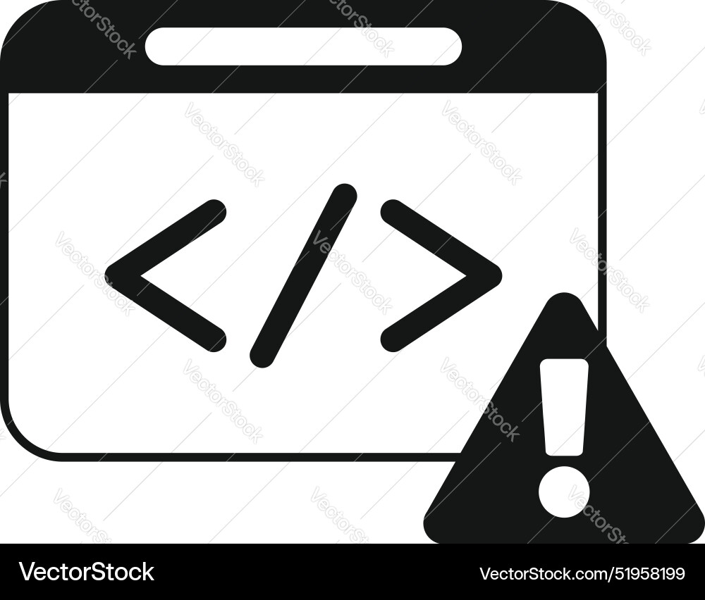 Simple icon showing a coding error warning Simple icon showing a coding error warning vector image