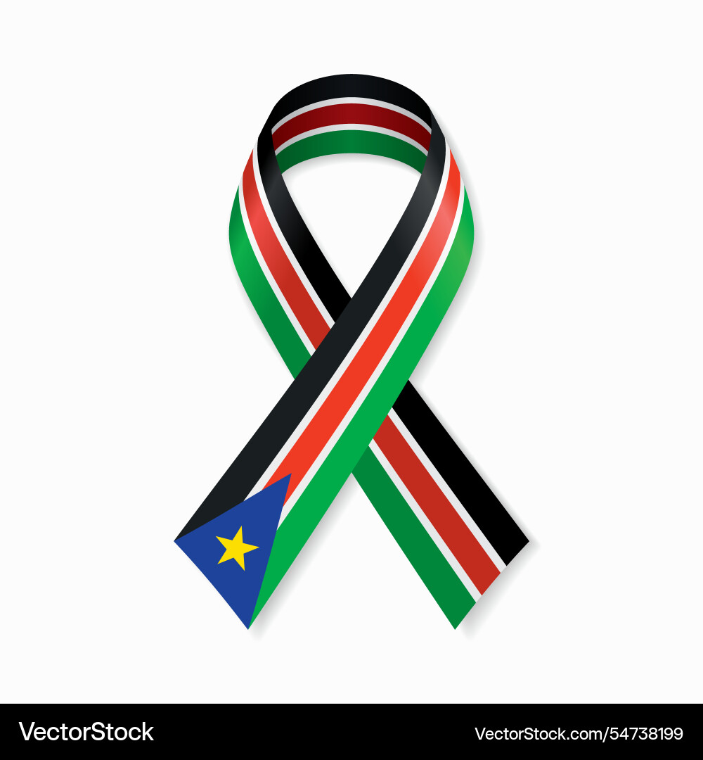 South sudan flag stripe ribbon wavy background Vector Image