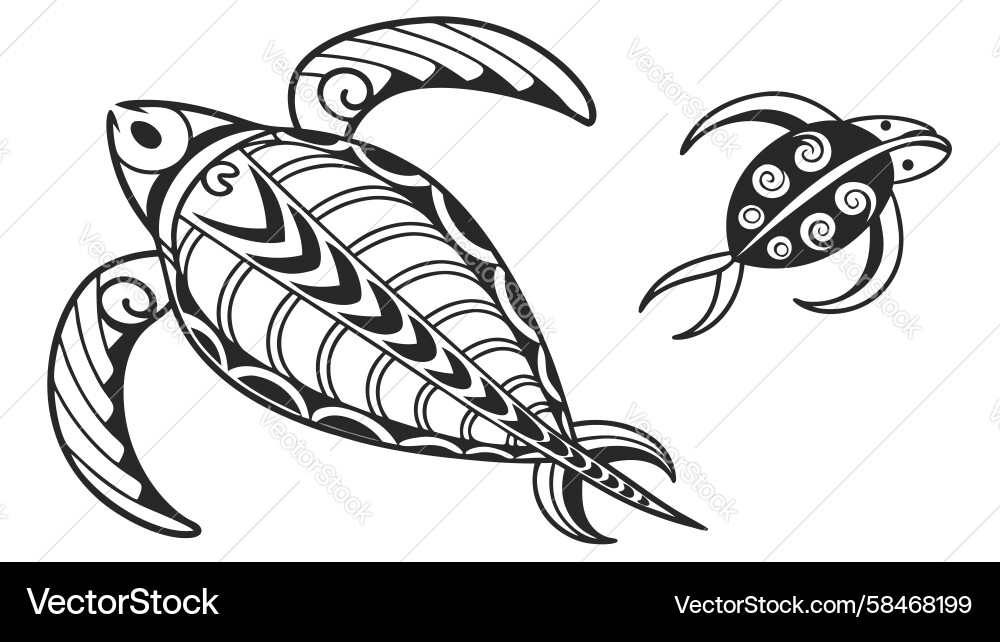 Stylized Turtle with Pattern Vector Image
