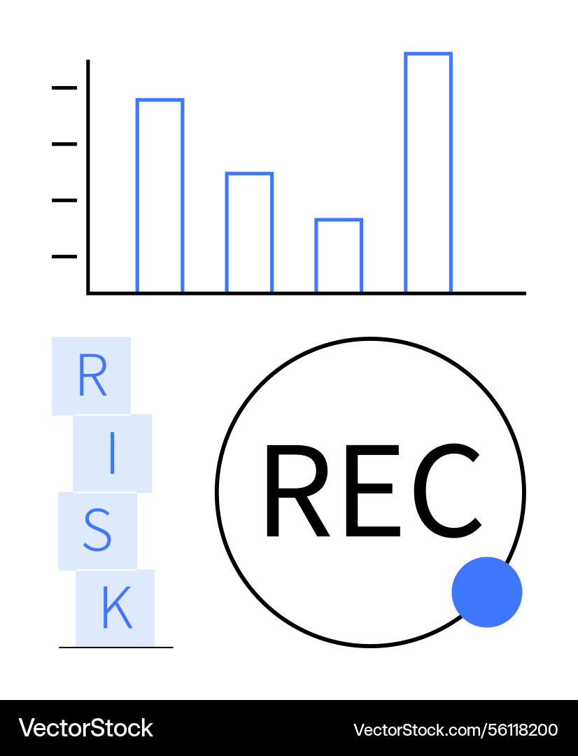 Bar chart with risk blocks and rec symbol Bar chart with risk blocks and rec symbol vector image