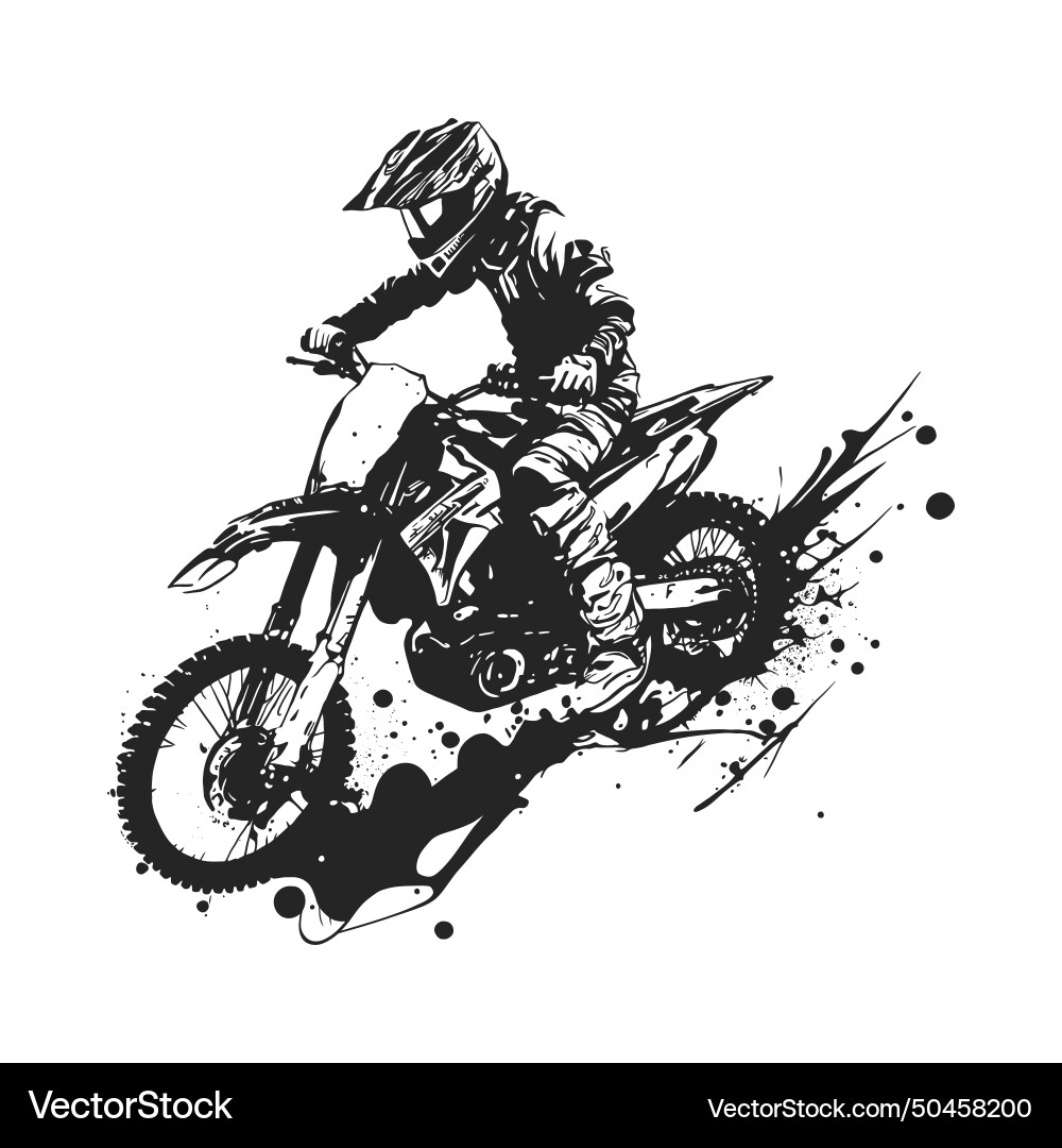 Dirt Bike motocross Fahrer extreme Sportlinie Kunst Dirt Bike motocross Fahrer extreme Sportlinie Kunst vektorbild